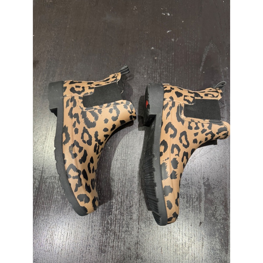 Hunter Leopard Print Chelsea Rain Boots WFS2117RMA Tan Black Ankle Waterproof 8